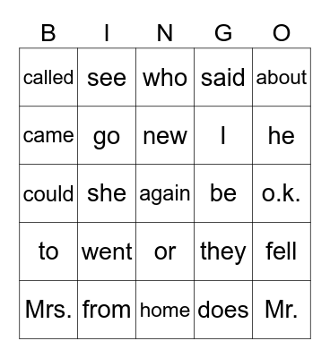 26 Bingo Card