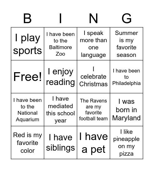 Mediation Bingo Card