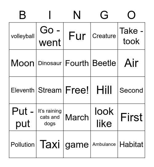 My bingo Card