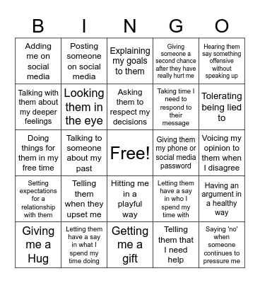 Boundaries BINGO Card