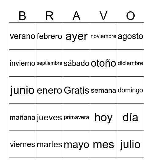 El Calendario Bingo Card