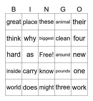 Check Out These Animals Bingo Card