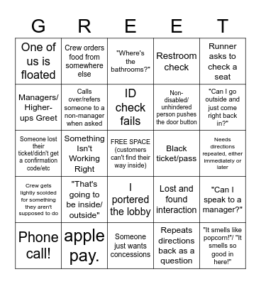 Box Office™️ Bingo Card