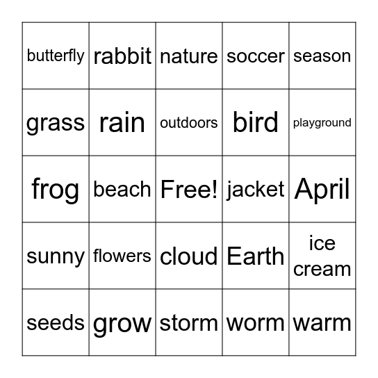 Spring BINGO! Bingo Card