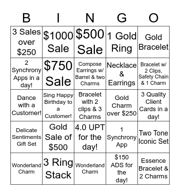 Pandora Bingo Card