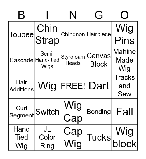 Wigs and Hair Pieces  Bingo Card