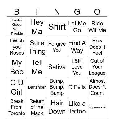 R&B Bingo Card