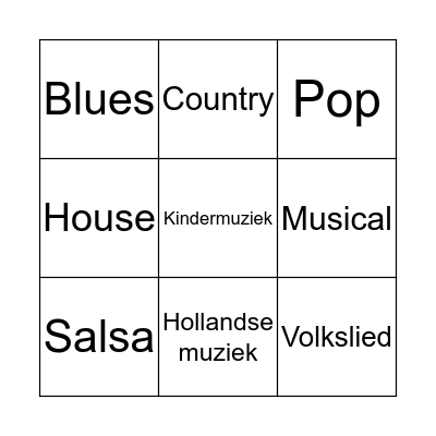 Muziekbingo Card