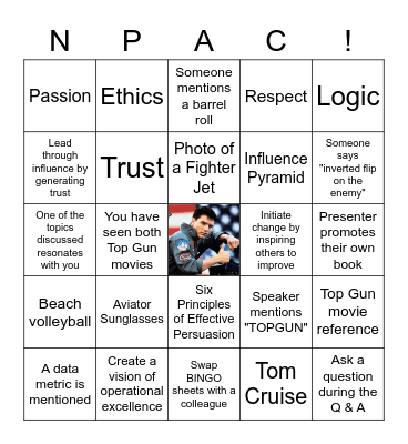 "Leadership Lessons from Top Gun" Bingo Card