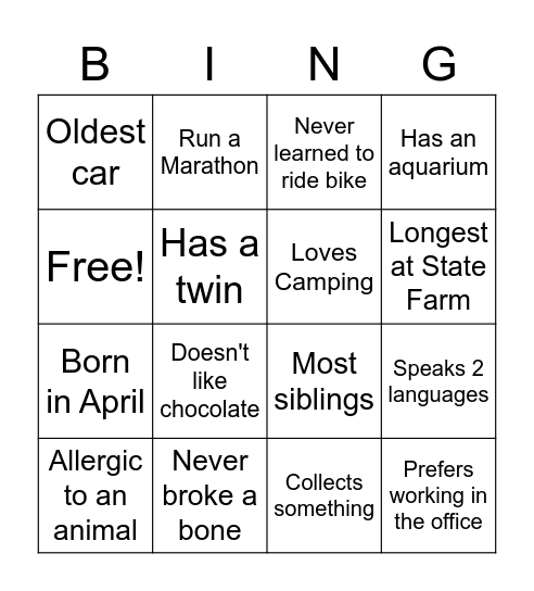 Collections Bingo Card