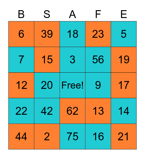 UST SAFETY BINGO Card
