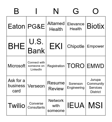 Beyond College: Career Expo | 4/14/2023 Bingo Card