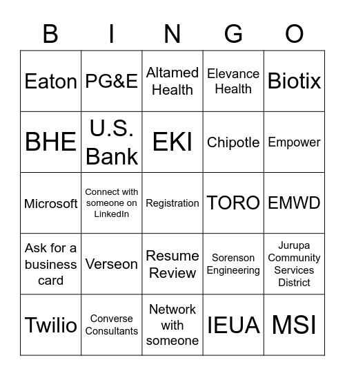 Beyond College: Career Expo | 4/14/2023 Bingo Card