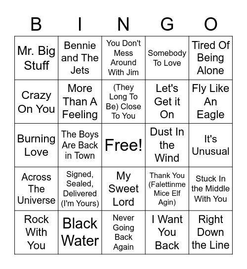 SUNNY 70s BBS ROUND 2 Bingo Card