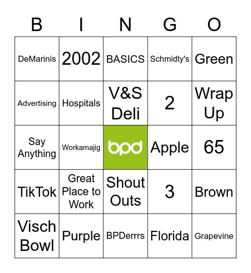 BPD Bingo Card