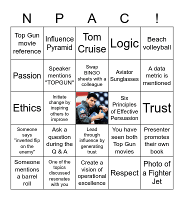 "Leadership Lessons from Top Gun" Bingo Card