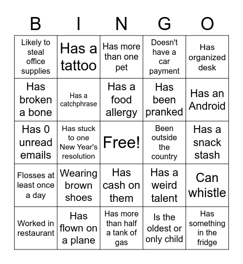 Office Bingo Card