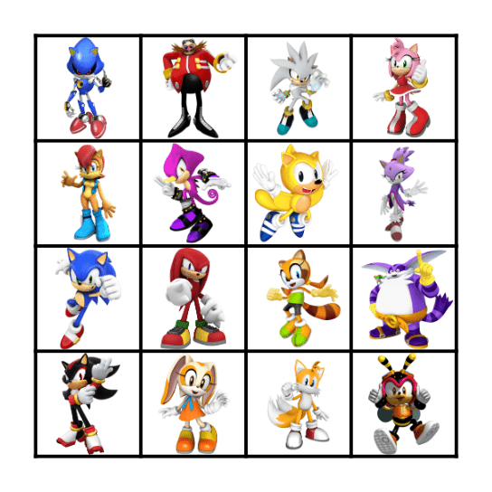 Sonic the Hedgehog Bingo Card