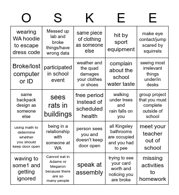 WA Bingo!!!!!!!!!!!!!!!!!!!!!! Bingo Card