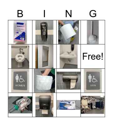 Bathroom Vocabulary Bingo Card