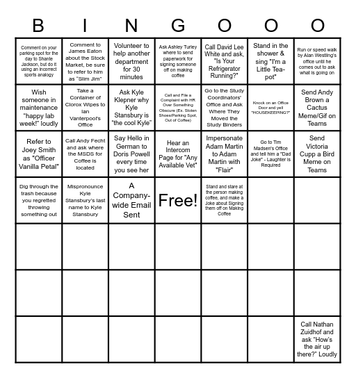 Lab Week Bingo/Scavenger Hunt Bingo Card