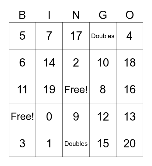 1st Bingo Card