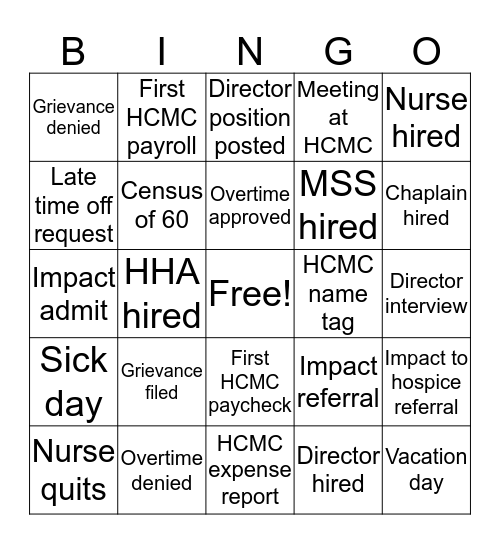 HCMC/HOTC BINGO Card