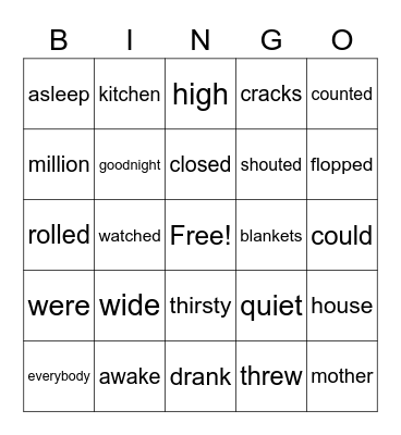 Wide Awake Bingo Card