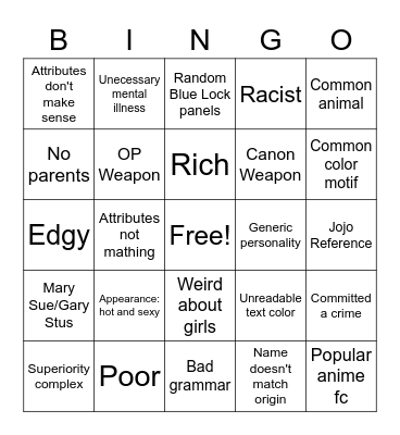 Blue Lock Wild Ambitions Bingo Card