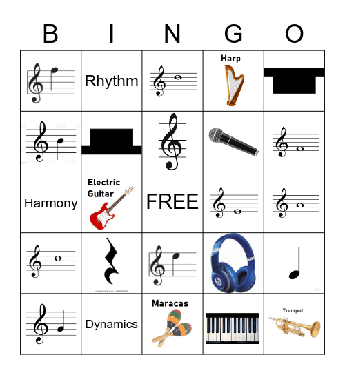 Upper Elem music bingo Card