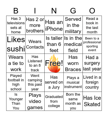 Souls on Fire Bingo Card