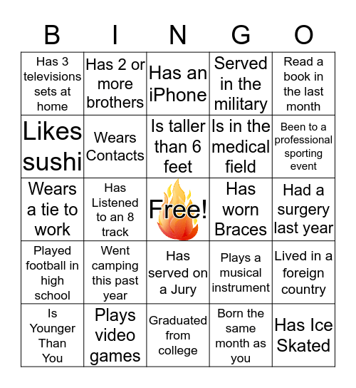 Souls on Fire Bingo Card