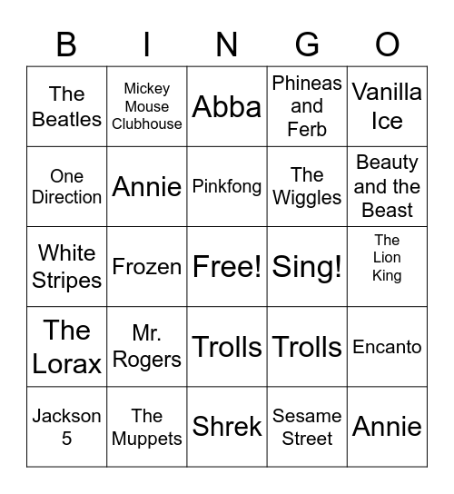 Mrs. Austins Bingo Parlor Bingo Card