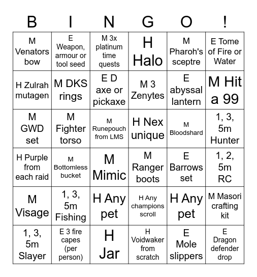 Glacier Bingo Card