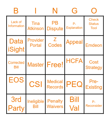 Tier 2 Rockstars Bingo Card