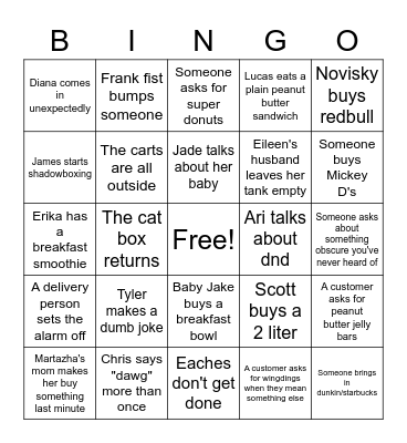 GFS (Get Freakin Stomped) Daily Bingo Card