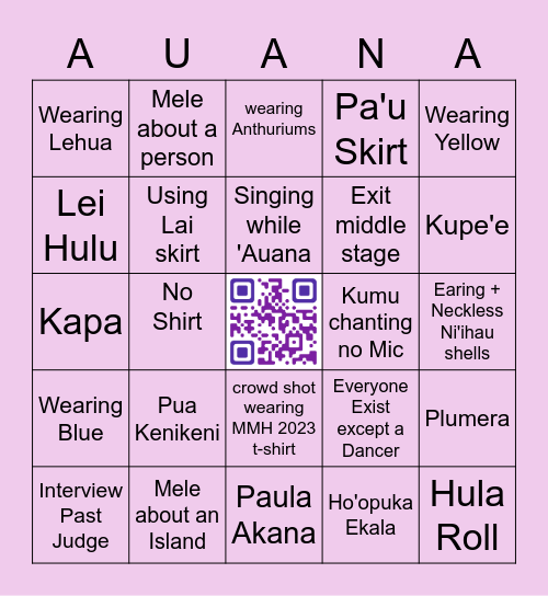 AUANA 2023 - Facebooklive Kalae Keala Bingo Card