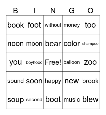 Spelling Words List 30 Bingo Card