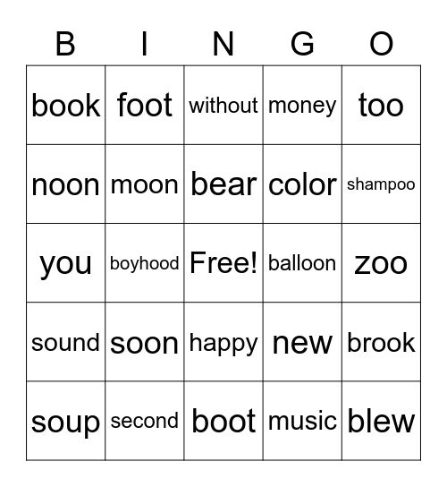 Spelling Words List 30 Bingo Card