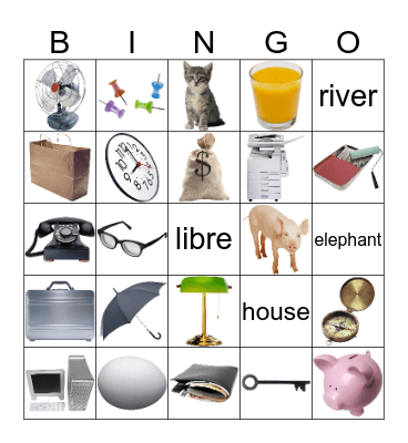 THINGS IN SPANISH Bingo Card