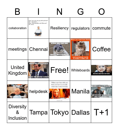 Office Memes Bingo Card