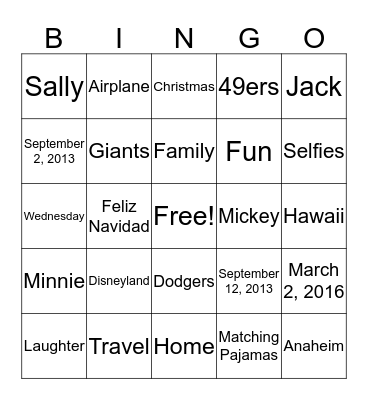 Brie and Chris Bingo Card