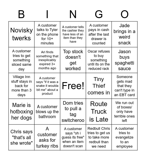 Special Event GFS Bingo Card