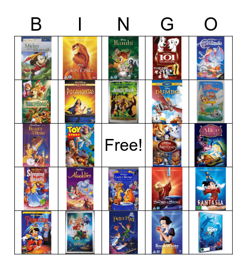 Disney Movies Bingo Card