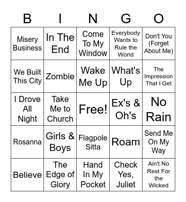 My Favorite Things Part 1 Bingo Card