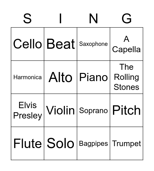 MUSIC MUSIC MUSIC Bingo Card