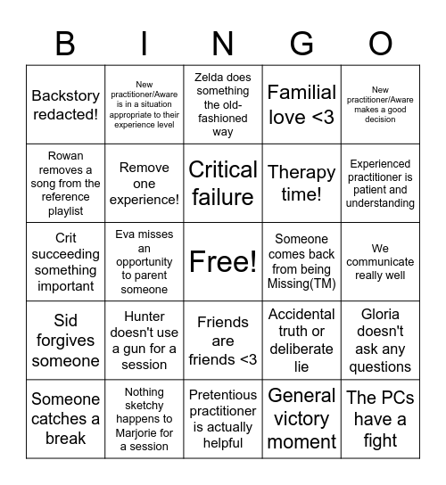 Punk Anti-Bingo! Bingo Card