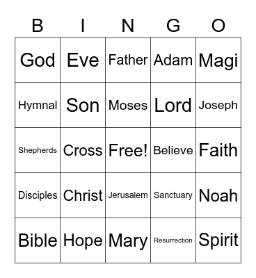 Last Day of Sunday School Bingo Card