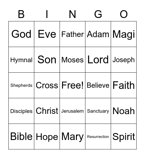 Last Day of Sunday School Bingo Card