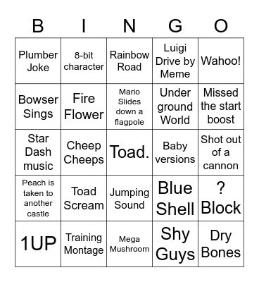 Mario Bringo Bingo Card